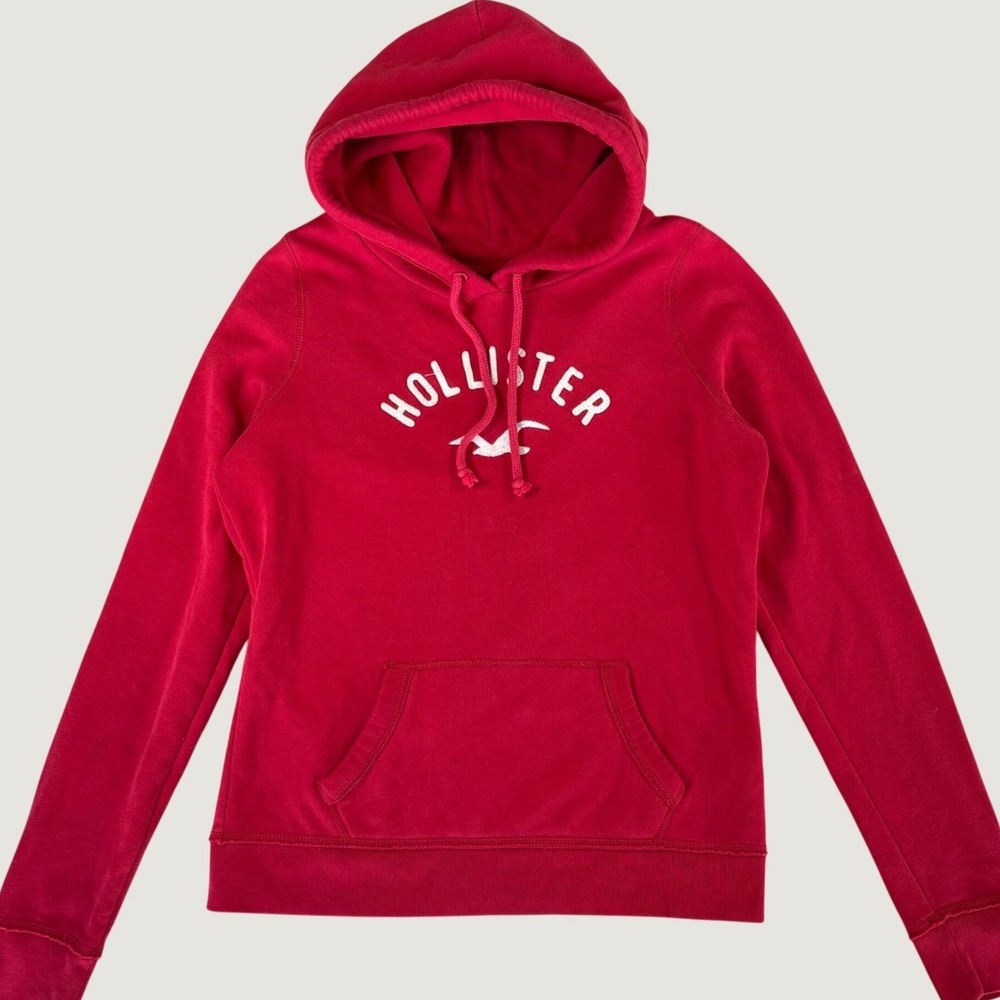 Hollister Hoodie Pullover Womens Large Red Y2K Cotton Blend